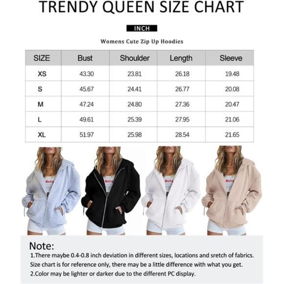 Womens Zip Up Hoodies Long Sleeve Sweatshirts Fall‎ Outfits Sweaters Jackets - Picture 6 of 6